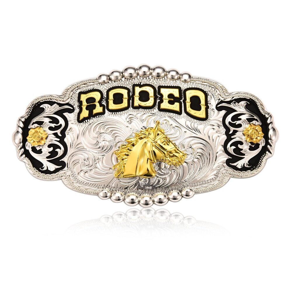 9860 Western Rodeo Belt Buckle Big Cowboy Rodeo Head of Horse Belt Buckles